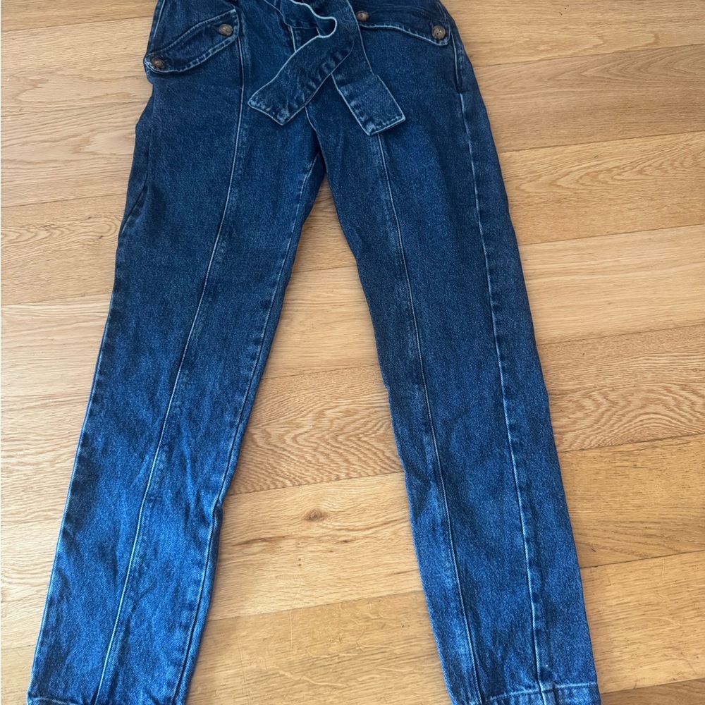 Sezane Dark Blue Cropped Jeans